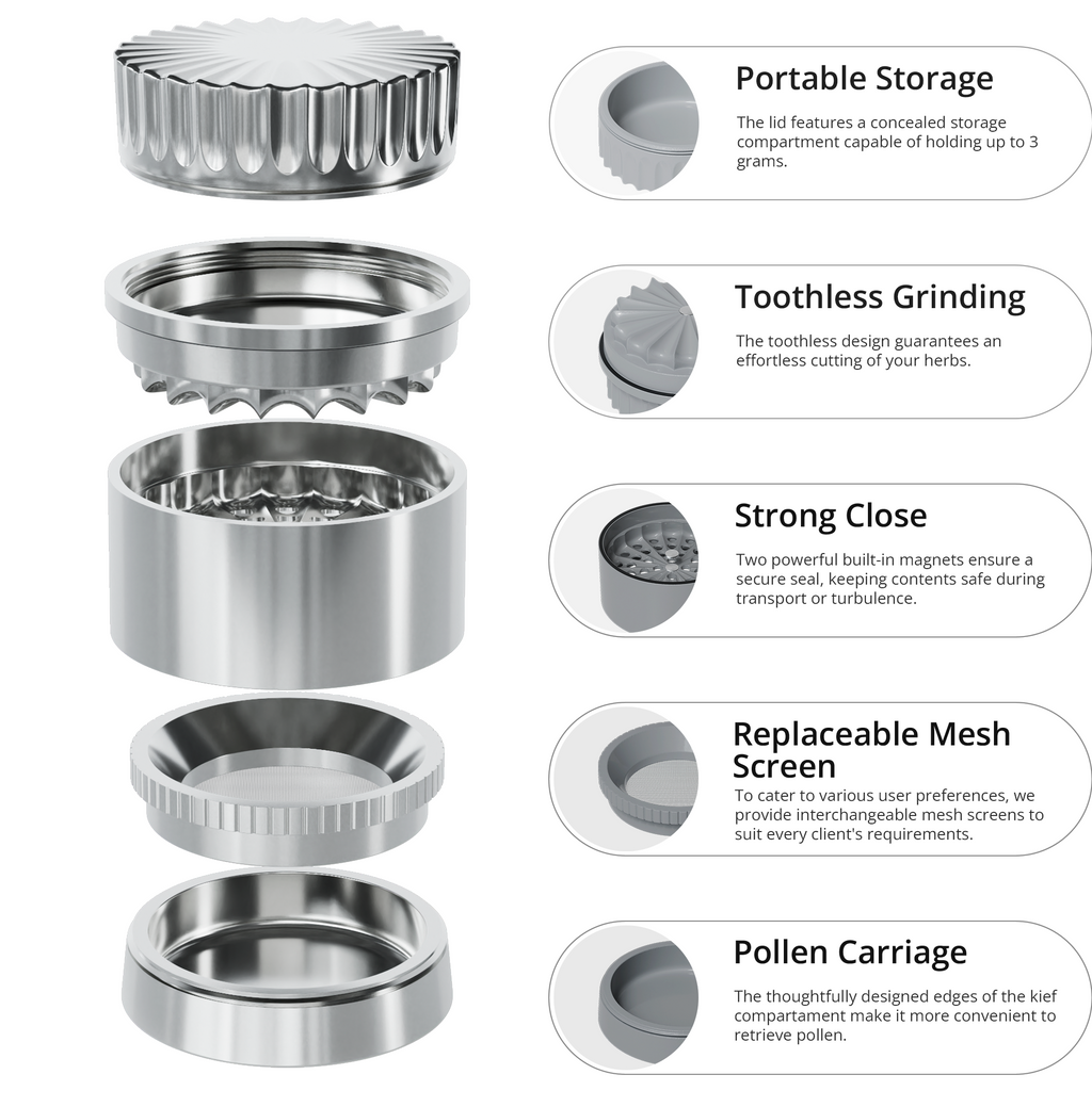 Edelstahl Grinder 5-teilig