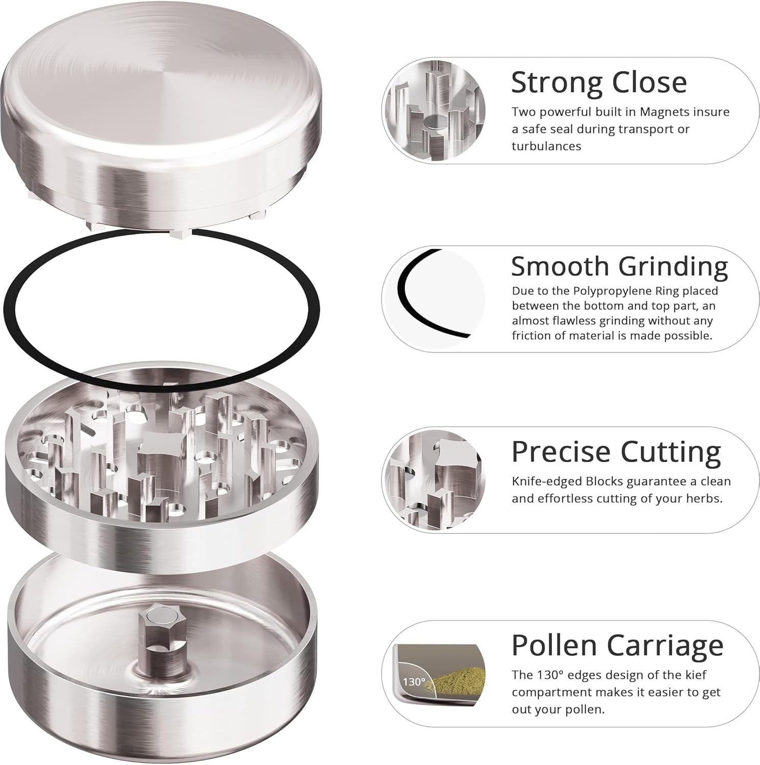 Edelstahl Grinder 3-teilig