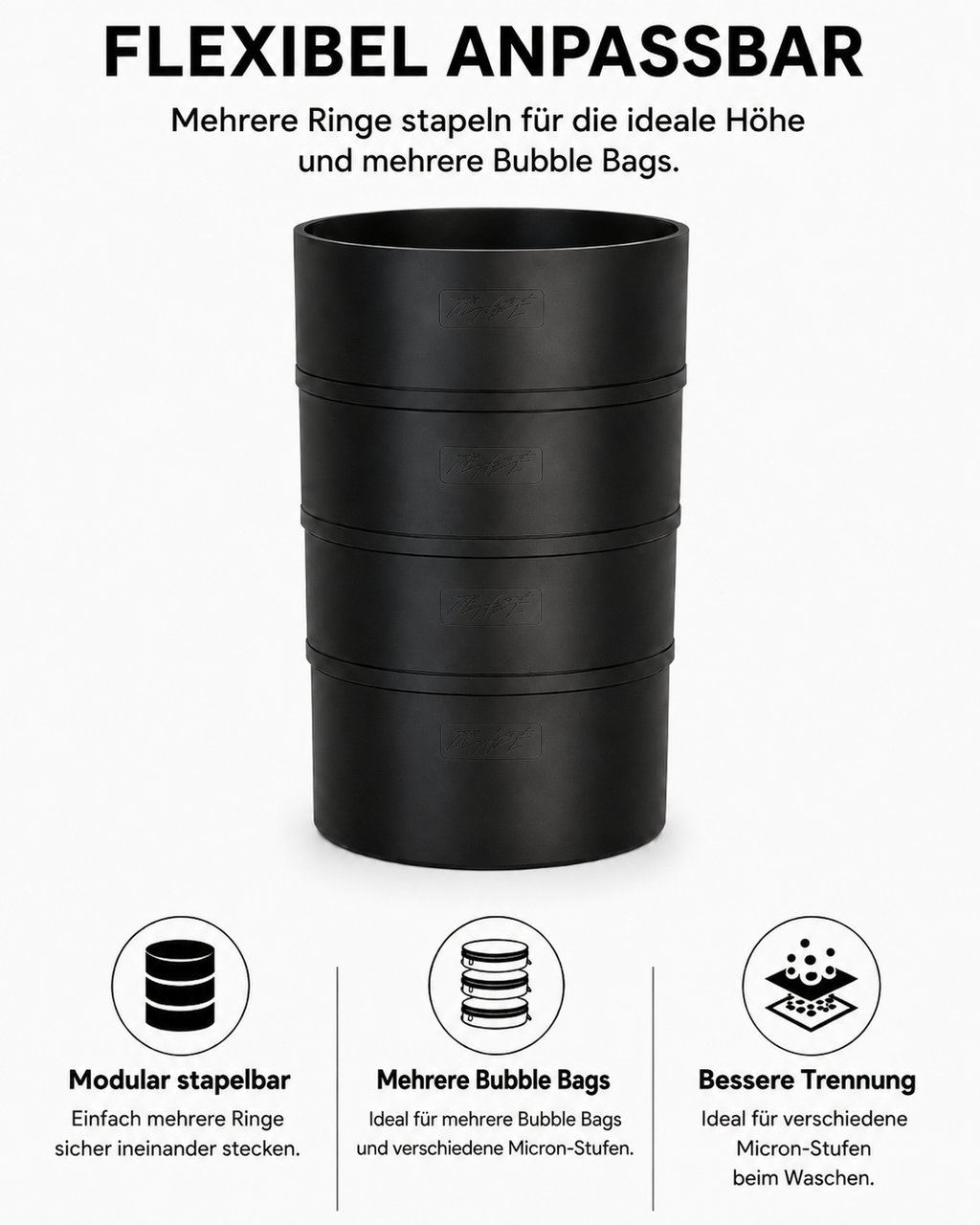 Stapelringe für Bubble Bags – Modulares Wasch-System für 20 L Eimer | Ø 25 cm PETG