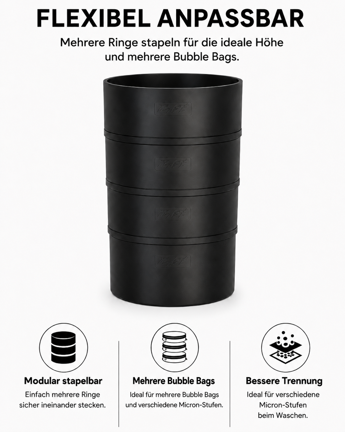Stapelringe für Bubble Bags – Modulares Wasch-System für 20 L Eimer | Ø 25 cm PETG