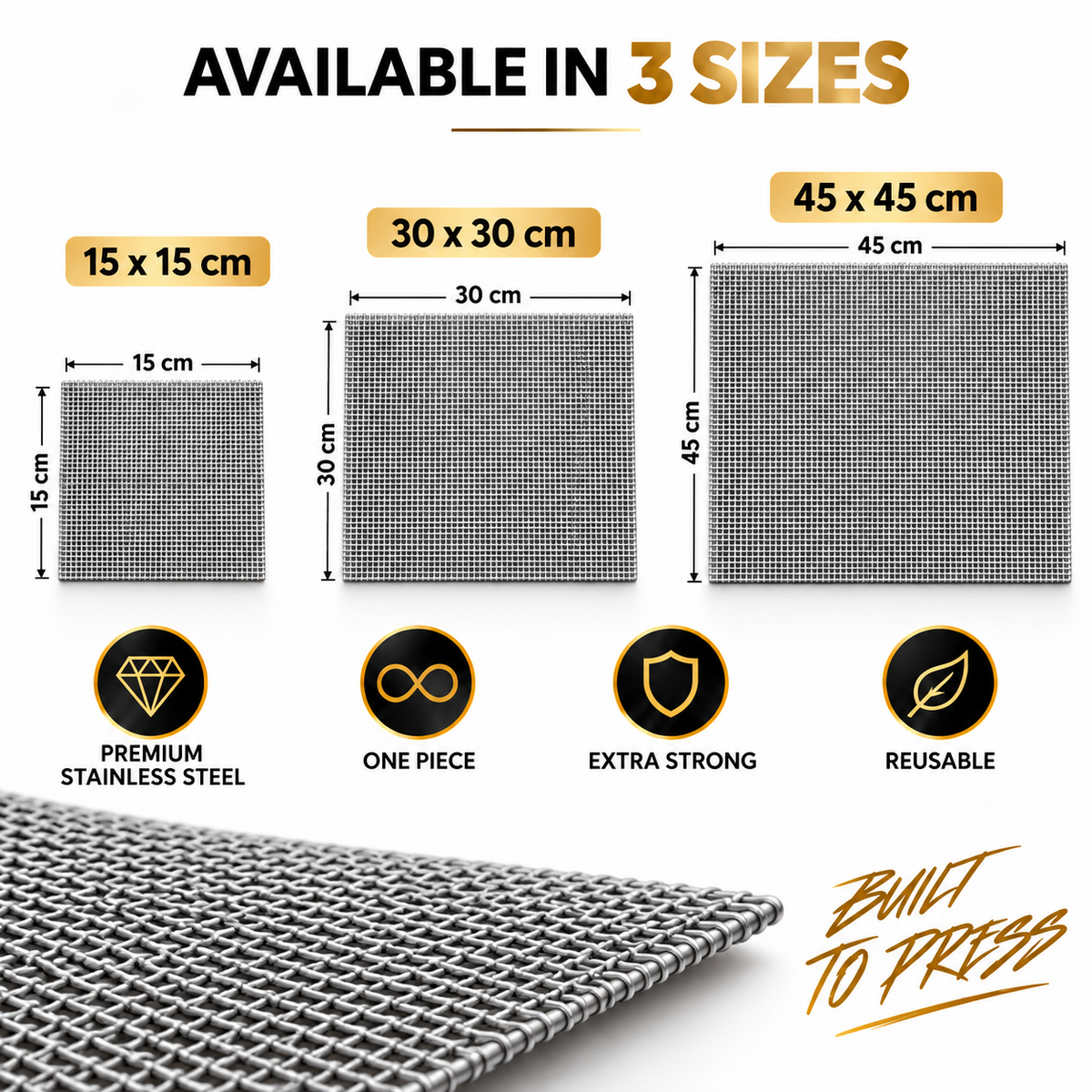JCASE Stainless Steel Mesh Wraps Größen 15 x 15 cm 30 x 30 cm 45 x 45 cm