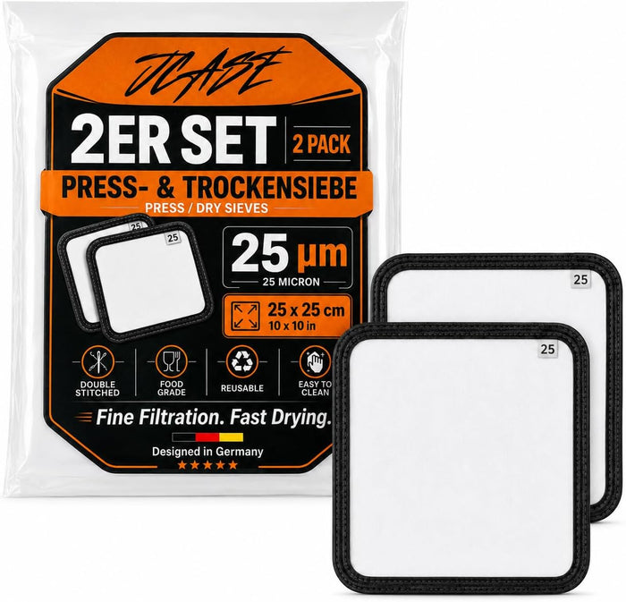 Presssieb 2er Set – 25 Mikron Trockensieb 25x25 cm für Rosin & Dry Sift