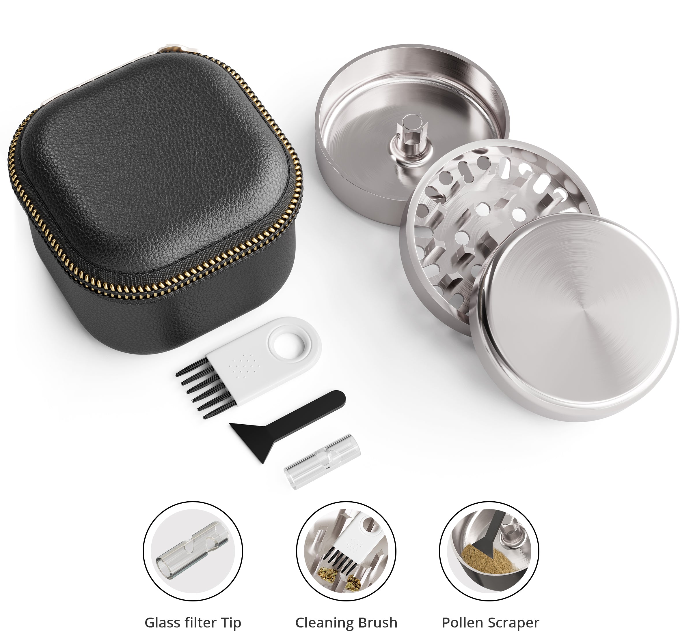 Edelstahl Grinder – 4-teilig, 54 Mm, Typ 304 Rostfrei | Für Kräuter & Gewürze